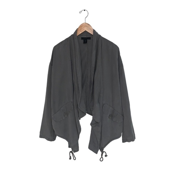 Maison Cinqcent Jacket Women's Size Medium Khaki Green Grey Tencel Lightweight - Picture 1 of 9